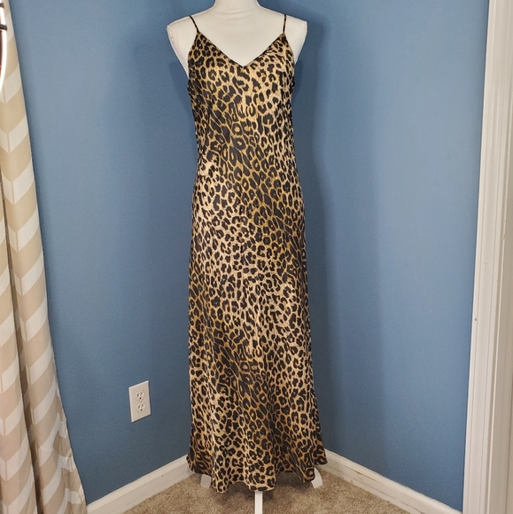 all saints leopard slip dress